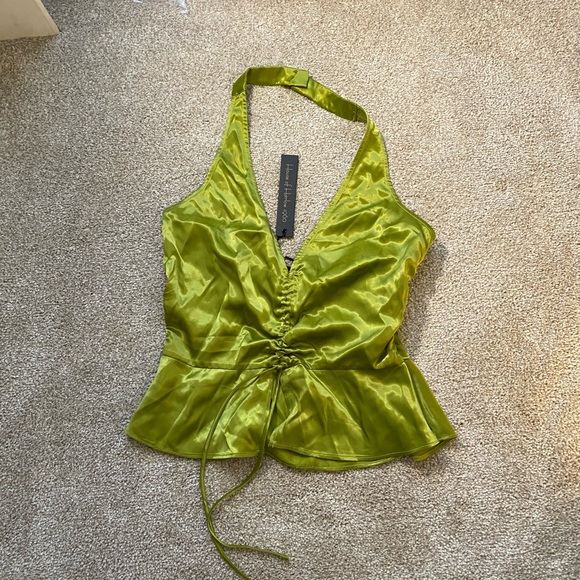 REVOLVE Riema Top House of Harlow 1960 MEDIUM nwt lime green satin summer blouse - Picture 5 of 7